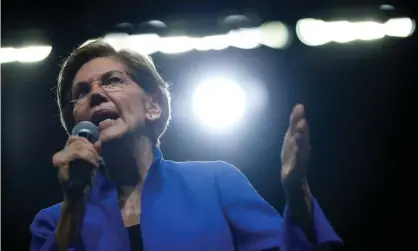  ??  ?? Senator Elizabeth Warren, candidate for the Democratic nomination, speaks at a fundraisin­g dinner in Des Moines, Iowa, on 1 November. Photograph: Eric Thayer/Reuters