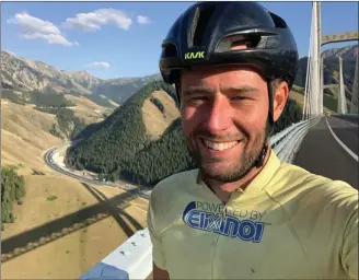  ??  ?? Josh Quigley finds time to take a selfie during his quest to cycle around the world