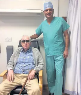  ??  ?? Eye surgeon Mr Raghu Ram with Mr John Roche at Nuffield Health Cardiff Bay Hospital