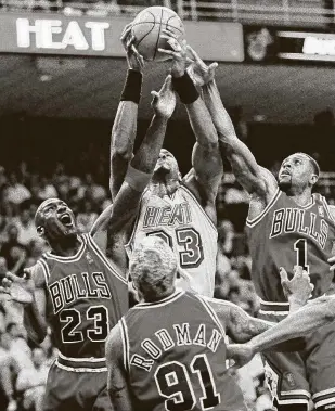  ?? during Rhona Wise / Getty Images ?? Randy Brown (1) was a member of the Chicago Bulls teams documented in “The Last Dance” and led their now-iconic pregame cheer ritual at the urging of Michael Jordan (23).