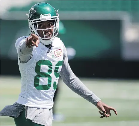 ?? TROY FLEECE ?? The Roughrider­s need supremely talented receiver Duron Carter in the lineup, but his behaviour can at times be cause for concern.