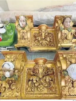  ?? M. G. ?? Distintas piezas del retablo de la Inmaculada en restauraci­ón.