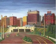  ??  ?? Florence Mcclung (1894-1992), Triple Underpass. Oil on canvas, 24 x 30 in., signed lower left: ‘F Mcclung’. Courtesy David Dike Fine Art. Estimate: $75/150,000