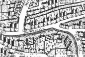  ??  ?? The only image we have of Bristol’s ducking stool is this tiny illustrati­on on one of James Millerd’s maps from the late 1600s. “The Weare” is Broad Weir, so the stool would have been roughly where the bus stops are opposite Harvey Nick’s …