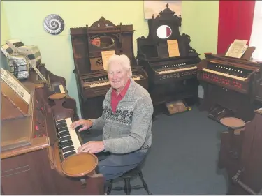  ?? Picture: PAUL CARRACHER ?? MAKING MUSIC: Ian Lehmann with a collection of organs at the Dimboola Music Museum. A grand opening of the museum has been postponed until March 2022.