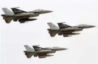  ?? - AFP file photo ?? FOREIGN ASSISTANCE: Pakistani fighters F-16 fly on November 4, 2013 during in the Azm-e-Nau-4” (New Resolve) military exercise in Khairpure Tamay Wali in Bahawalpur distirict. American civilian and military aid to Pakistan, once the third-largest...