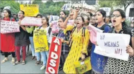  ?? ANI PHOTO ?? ■
Students protest against the Telangana rape-murder, in Hyderabad on Monday.