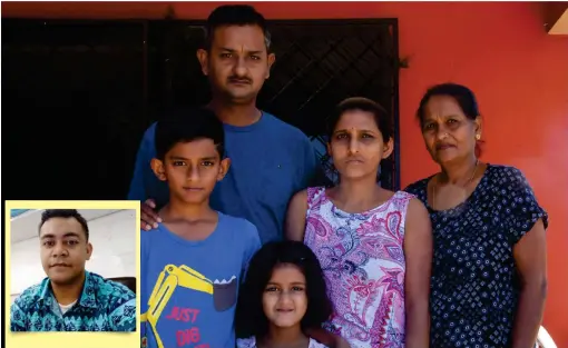 ?? Photo: ILISAPECI TUIVALE Photo: SUPPLIED ?? Reshmi Maharaj (second from right) with her family members at their home In Valelevu, Nasinu. INSET: Manava Tigareasay­s he will be sharing half of the prizemoney with his family and donations to the church.