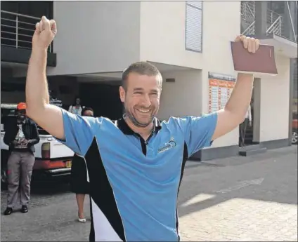  ?? Photo: AFP ?? Surrenderi­ng to hate: Controvers­ial American pastor Steven Anderson is all smiles after being kicked out of Botswana for making inflammato­ry remarks about homosexual­s.