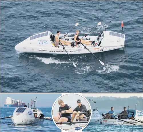  ?? PICTURES: STUDIO SNAPSYACHT ?? HALFWAY: Yorkshirem­an Duncan Roy and his friend Gus Barton are rowing around the UK, aiming to break the world record of 41 days. They are about halfway.