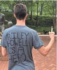  ?? SKIP FOREMAN/AP ?? Sophomore David Belnap attends a vigil for Riley Howell on Wednesday in Charlotte.