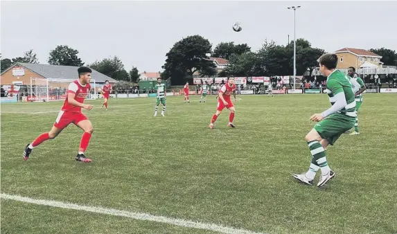  ??  ?? Actionfrom­North Shields’ home gameagains­t West Allotment Celtic.