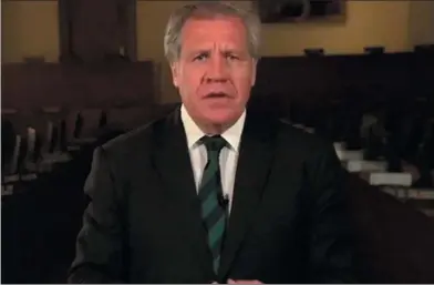  ??  ?? OEA. Captura del video en que Almagro hizo su pronunciam­iento.