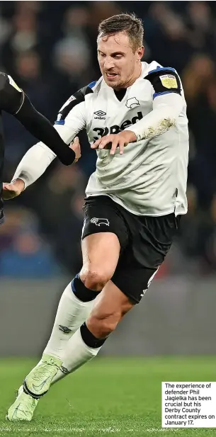  ?? ?? The experience of defender Phil Jagielka has been crucial but his Derby County contract expires on January 17.