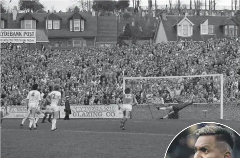  ?? ?? 0 Ally Mccoist, Rangers all-time leading goalscorer, reached the 100 mark with this penalty in a 3-0 win over Clydebank at Kilbowie Park in April 1987. Alfredo Morelos, inset, celebrates after scoring his 100th goal for the club in the 2-1 Premiershi­p win at St Mirren on Sunday