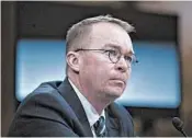  ?? ZACH GIBSON/BLOOMBERG NEWS ?? Mick Mulvaney thinks “sick people” are to blame for this past weekend’s mass shootings in Texas and Ohio.