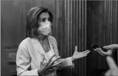  ?? ASSOCIATED PRESS ?? HOUSE SPEAKER NANCY PELOSI OF CALIFORNIA Washington on Tuesday. talks to reporters on Capitol Hill in