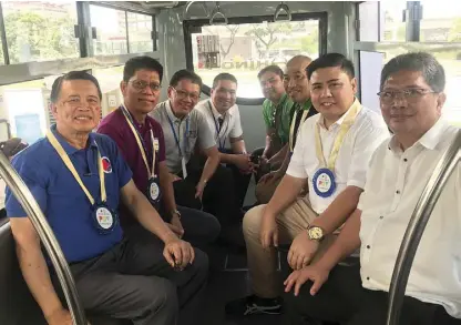  ??  ?? (From left) LTO Chief Assistant Secretary Edgar Galvante, LTFRB chairman Martin Delgra III, ABMAP technical committee head Bong Cruz, HMP business planning manager Jek Sangel, HMP OIC for bus and PUV sales Patrick Roxas, LTFRB Region III director Ahmed Cuizon, Transporta­tion Undersecre­tary Mark Richmond de Leon and HMP consultant for government affairs Donato Baysa inside the Hino Eco PUV Class II jeepney during the modern PUV caravan kick-off in Pampanga.