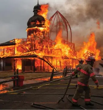  ?? MICHAEL MANIEZZO FOR THE TORONTO STAR ?? A fire destroyed St. Elias the Prophet Ukrainian Catholic Church in Brampton on April 5. Father Roman Galadza said the new church, now being planned, will have a wooden structure very similar to the old one.