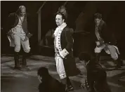  ?? EVAN AGOSTINI/INVISION/AP, FILE ?? Lin-Manuel Miranda and the cast of “Hamilton” perform at the Tony Awards in New York in 2016. Beginning July 3, you’ll be able to see the original Broadway cast of “Hamilton” perform the musical smash from the comfort of home on Disney+.
