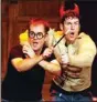  ?? (Special to the Democrat-Gazette) ?? “Potted Potter,” comically condensing seven Harry Potter books and a game of Quidditch, is onstage Tuesday at the Center for Humanities and Arts Theatre at the University of Arkansas-Pulaski Technical College in North Little Rock.