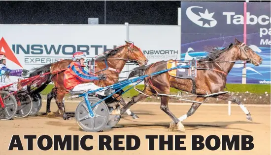  ?? Photo / Ashlea Brennan ?? The final heat on the opening night of the Inter Dominions, featuring Atomic Red, looks the strongest and most important.