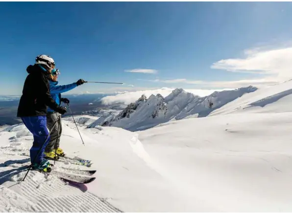  ??  ?? ABOVE: Mt Ruapehu offers excellent skiing and boarding - Image by Vaughan Brookfield LEFT: The new gondola at Whakapapa Ski Field