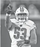  ?? JOHNSON-USA TODAY SPORTS JESSE ?? Wisconsin linebacker T.J. Edwards has 67 tackles this season.