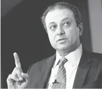  ?? — Gambar Reuters ?? HILANG JAWATAN: Gambar fail 13 Julai tahun lepas menunjukka­n Bharara menghadiri acara Reuters Newsmaker di Kota New York.