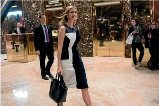  ?? WASHINGTON POST ?? Ivanka Trump is expected to be her father’s de facto First Lady, with Donald Trump’s wife Melania expected to stay in New York with their 10-year-old son.