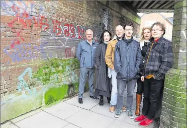  ?? Picture: Andy Jones (30692173) ?? Colourful Canterbury Community Art Project is planning to paint over graffiti on the vandalised Wincheap railway bridge
