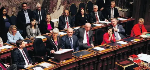  ?? CHAD HIPOLITO / THE CANADIAN PRESS ?? Finance Minister Carole James delivers the B.C. budget speech Tuesday in the Legislatur­e in Victoria.