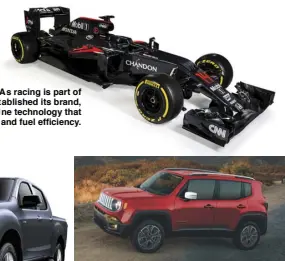  ??  ?? McLaren-Honda MP4-30 – As racing is part of Honda’s Corporate DNA, it has establishe­d its brand, and is known for, producing engine technology that excels in performanc­e and fuel efficiency. The Jeep Renegade takes on the world of the small SUV’s in a...