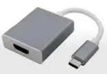  ??  ?? Für die Continuum-Nutzung benötigt man keineswegs das 100 Euro teure Dock von Microsoft, ein günstiger Adapter von USB Type C auf HDMI funktionie­rt ebenfalls.