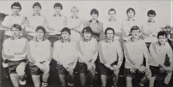  ??  ?? The Baltinglas­s football team who claimed the Centenary Cup in 1984 by beating Blessingto­n in the final after an entertaini­ng and dramatic campaign.