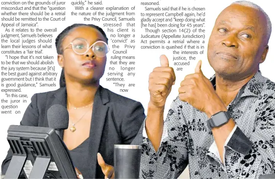  ?? GLADSTONE TAYLOR ?? Bianca Samuels (left) and Bert Samuels react to the Privy Council ruling on Thursday.