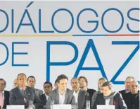  ??  ?? Mesa de diálogo entre el Gobierno y la Farc en Quito.