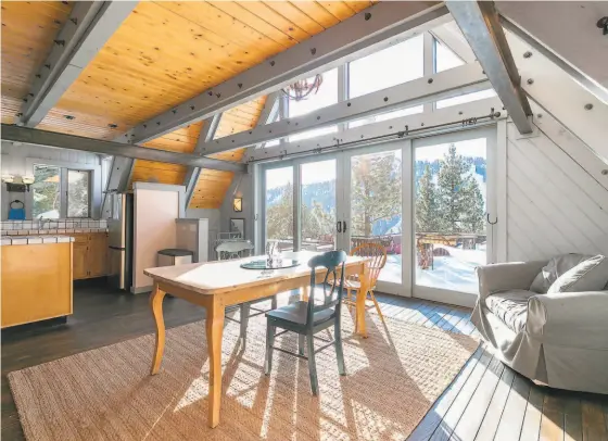  ?? Sierra Sotheby’s Internatio­nal Realty ?? The family room at 1853 Apache Court in Olympic Valley includes a bar, floortocei­ling windows and access to a view deck.