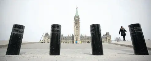  ?? WAYNE CUDDINGTON / POSTMEDIA NEWS ?? Security bollards on Parliament Hill. Bollards have been panned as the go-to defence against vehicular attacks.