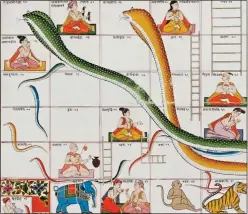  ??  ?? UPS AND DOWNS: A section of the 1800 snakes and ladders board