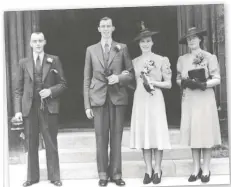  ??  ?? Stan and Doris’ wedding on 9 June 1940 at Forest Hill Church, South London, with best man James plus Doris’ sister Harriet