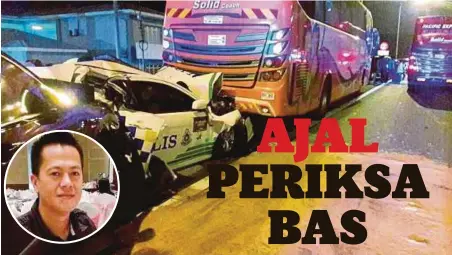  ??  ?? KERETA peronda polis remuk selepas dirempuh SUV yang hilang kawalan. Gambar kecil, Dommy.