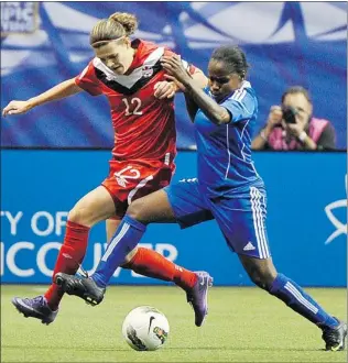  ?? IAN LINDSAY / PNG ?? Team Canada captain Christine Sinclair is coming off a four- goal performanc­e in Thursday’s 6- 0 drubbing of Haiti at BC Place. She says her team won’t let up for tonight’s match against Cuba.