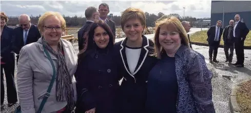  ??  ?? Handover Margaret Ferrier MP (second left) with Marion Fellows MP, Nicola Sturgeon and Clare Adamson, at the handover ceremony