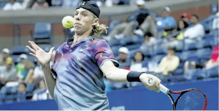  ?? JULIE JACOBSON/THE ASSOCIATED PRESS ?? After strong showings at the Rogers Cup and the U.S. Open, Denis Shapovalov, of Richmond Hill, Ont., should be knocking on the top 50 when the next ATP rankings are released. That’s a jump of more than 100 spots in just six weeks for the 18-year-old...