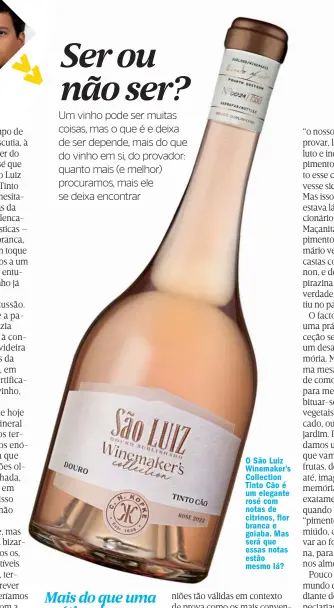  ?? ?? O São Luiz Winemaker's Collection Tinto Cão é um elegante rosé com notas de citrinos, flor branca e goiaba. Mas será que essas notas estão mesmo lá?