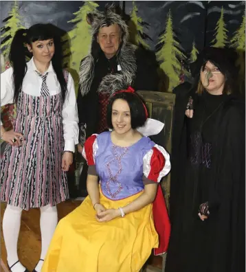  ??  ?? Grainne Kelly (Heidi), Derek Neilson (Wolf), Ciara Conalty (Snow White) and Audrey Byrne (Witch).