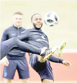  ?? Photo ?? England’s Raheem Sterling during training at St George’s Park, Burton Upon Trent, Britain .