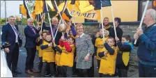  ?? Young Emmets players getting that quintessen­tial Listowel welcome out for the Alliance event with organiser Stephen Stack. ??