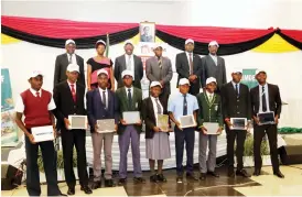  ??  ?? STEM winners pose for a picture after a handover ceremony at Nust in Bulawayo yesterday